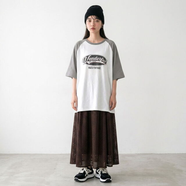 メッシュフレアスカート