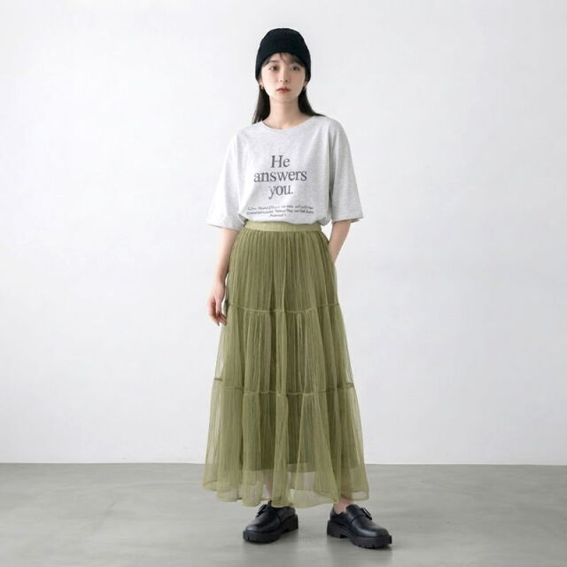 チュールプリーツスカート