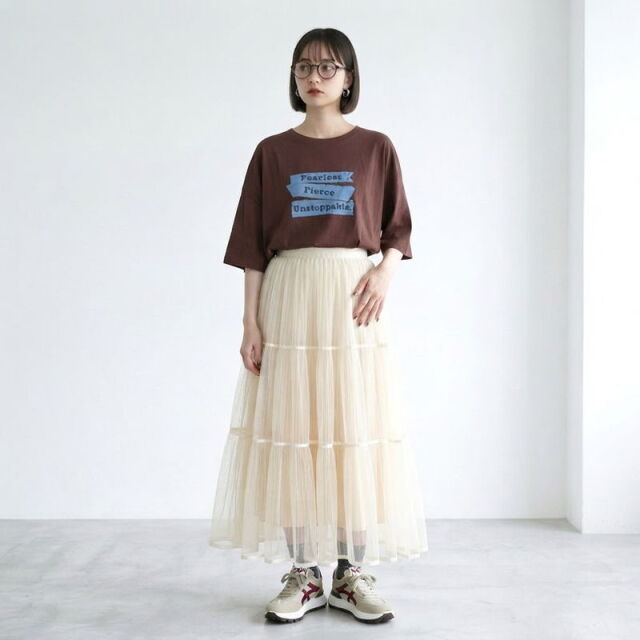 チュールプリーツスカート