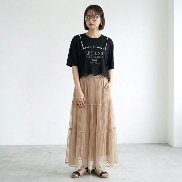 チュールプリーツスカート