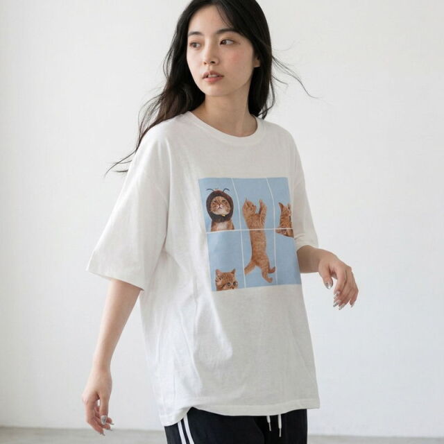 パネル転写ネコBIGTシャツ