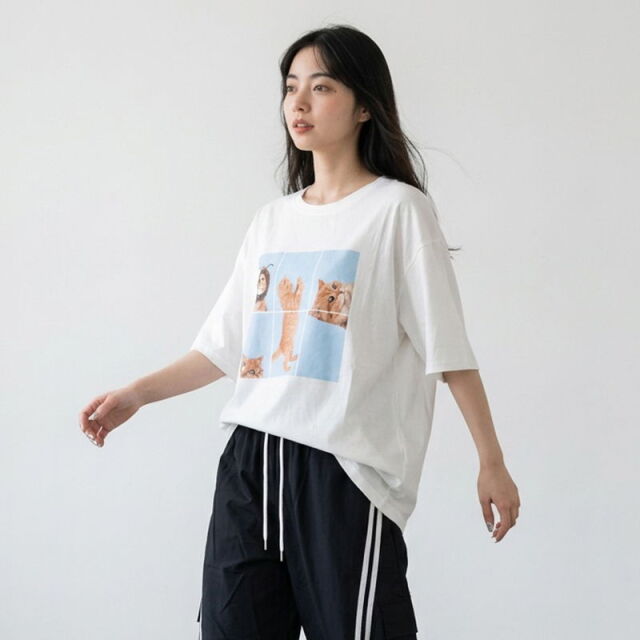 パネル転写ネコBIGTシャツ