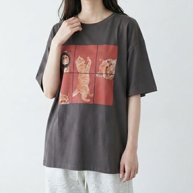 パネル転写ネコBIGTシャツ