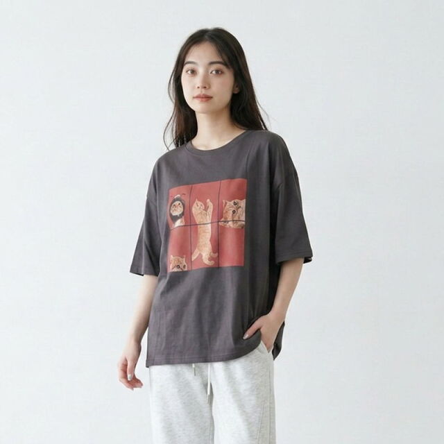 パネル転写ネコBIGTシャツ
