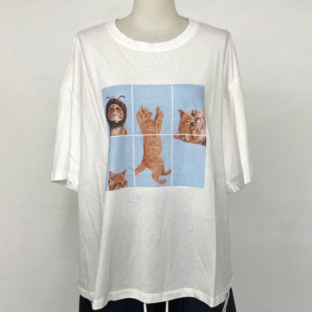 パネル転写ネコBIGTシャツ