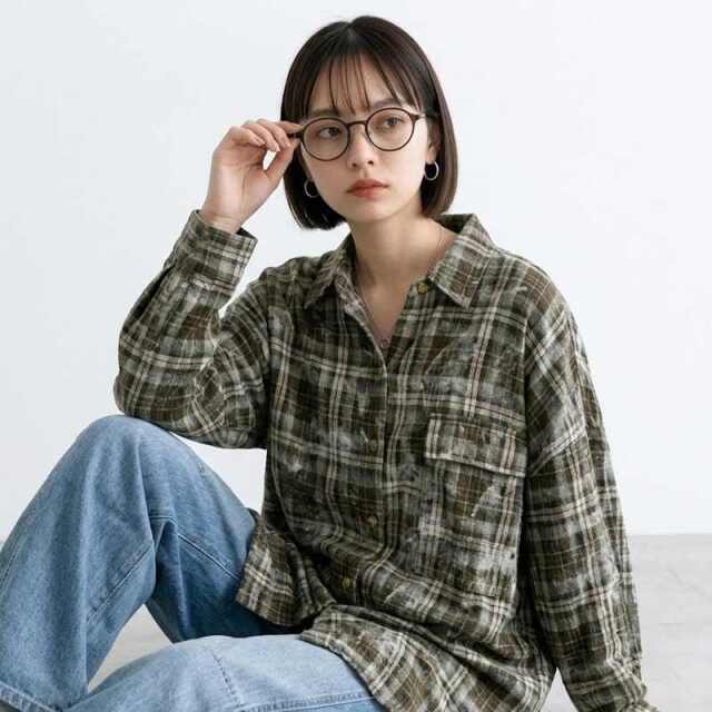 ヴィンテージ風チェックビッグシャツ
