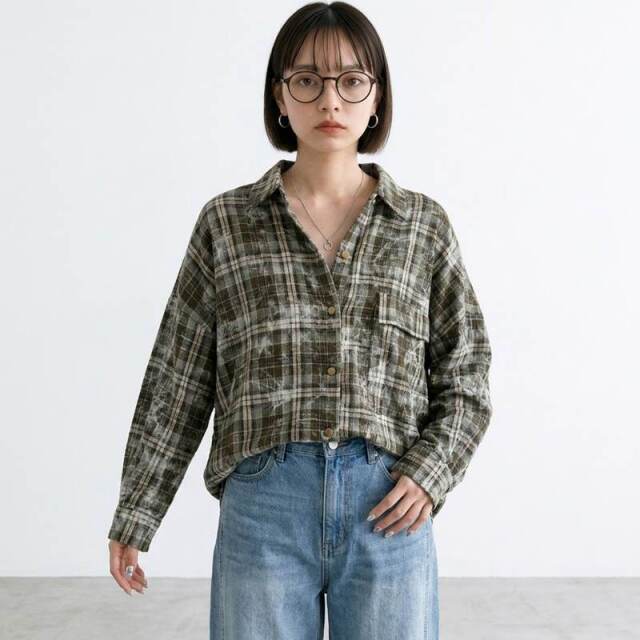 ヴィンテージ風チェックビッグシャツ