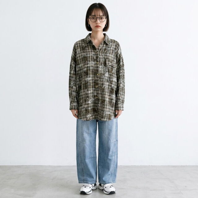 ヴィンテージ風チェックビッグシャツ