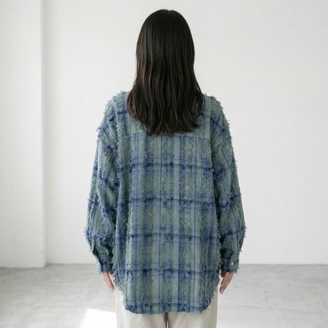 フリンジチェックシャツ