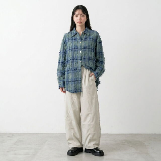 フリンジチェックシャツ