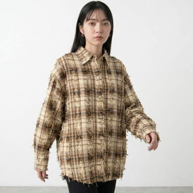 フリンジチェックシャツ