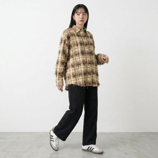 フリンジチェックシャツ