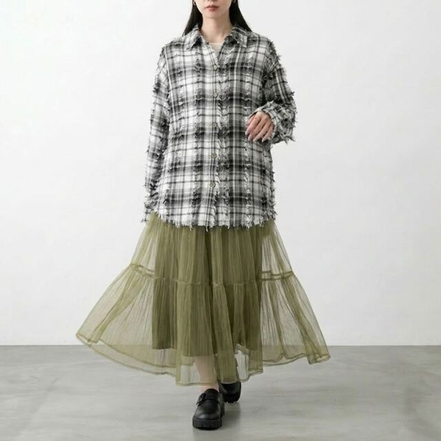 フリンジチェックシャツ
