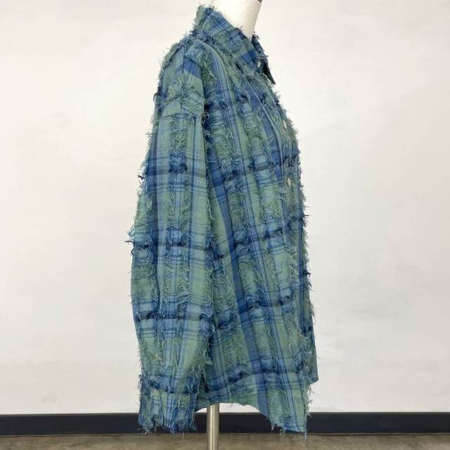 フリンジチェックシャツ