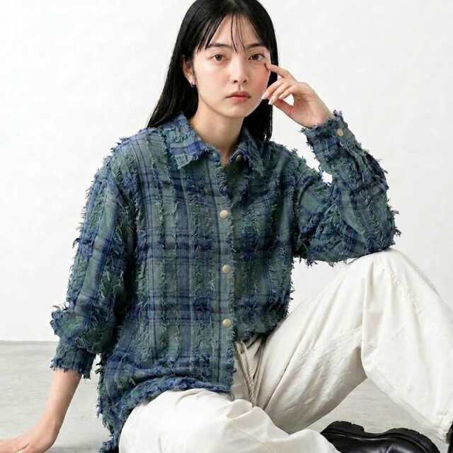 フリンジチェックシャツ