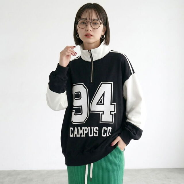 ナンバリングハーフZIPプルオーバー