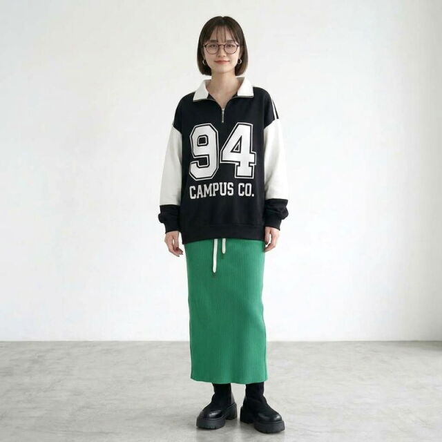 ナンバリングハーフZIPプルオーバー
