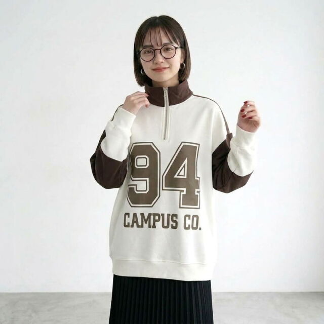 ナンバリングハーフZIPプルオーバー