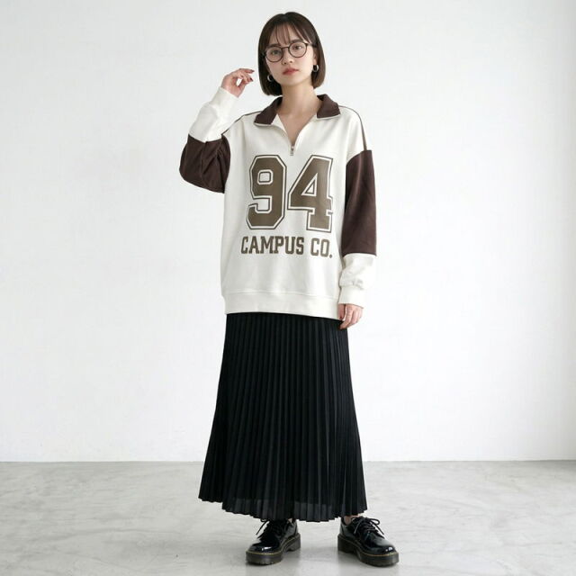 ナンバリングハーフZIPプルオーバー