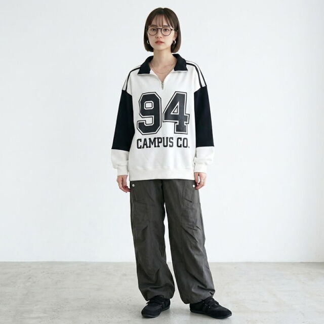 ナンバリングハーフZIPプルオーバー
