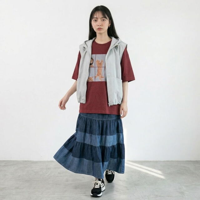 ナイロン風フードベスト