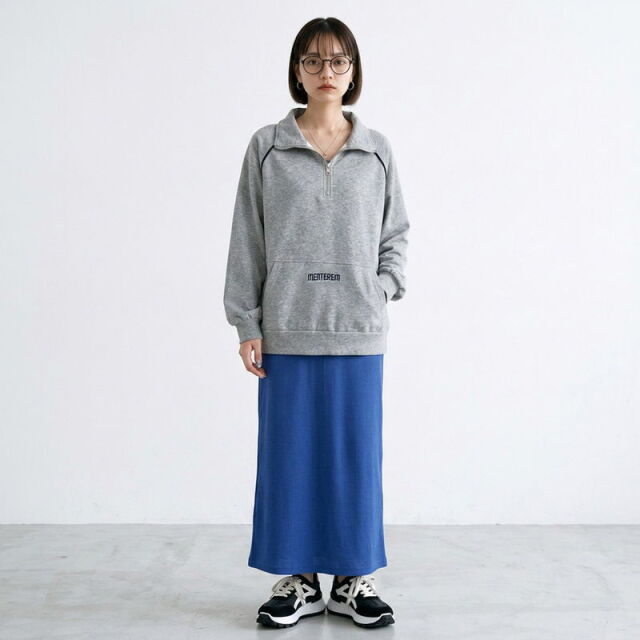 スタンドハーフジップロゴプルオーバー