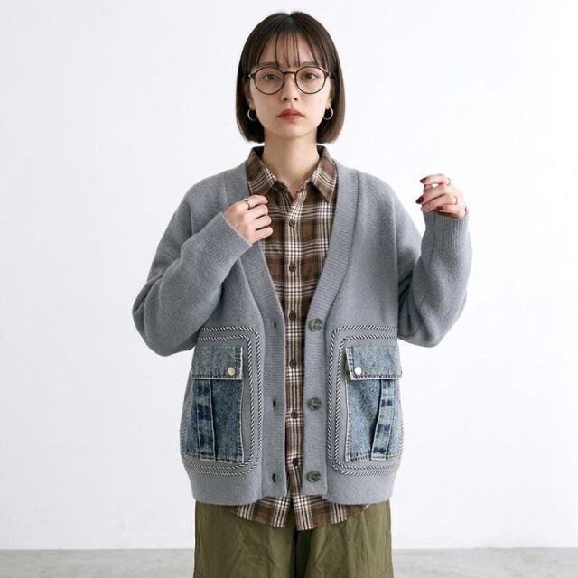 ステッチポケットデニムカーディガン