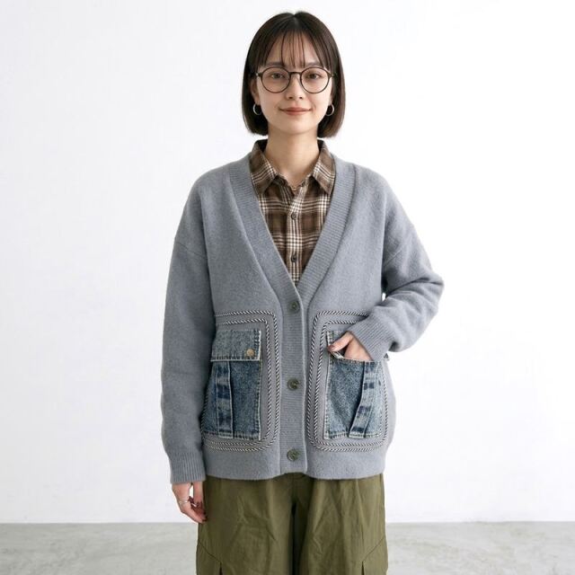 ステッチポケットデニムカーディガン