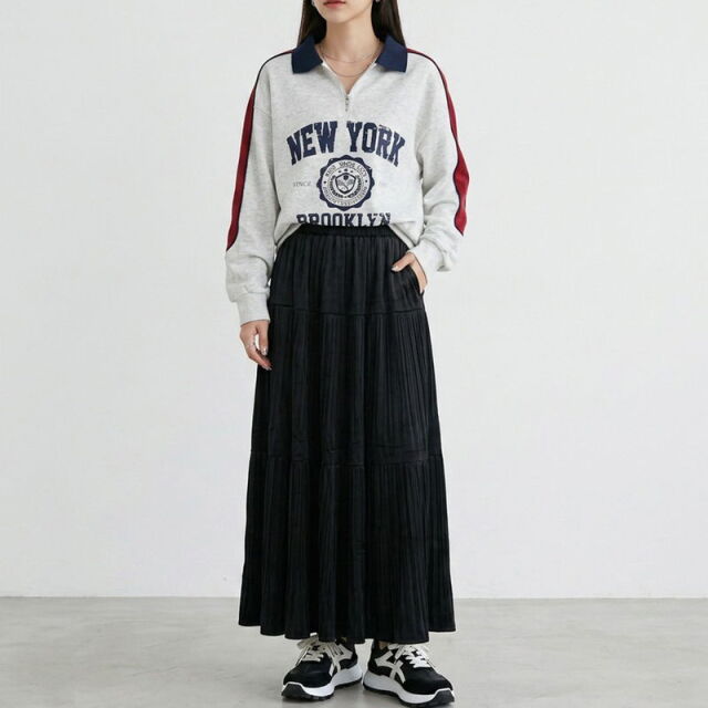 襟付きハーフジップロゴプルオーバー