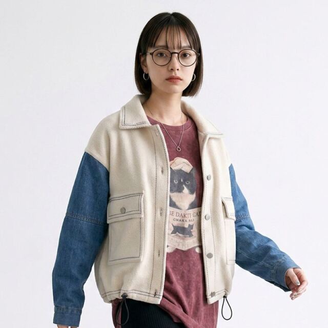 袖デニムジャケット