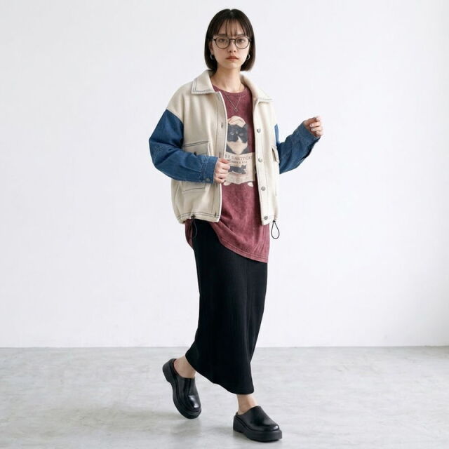 袖デニムジャケット
