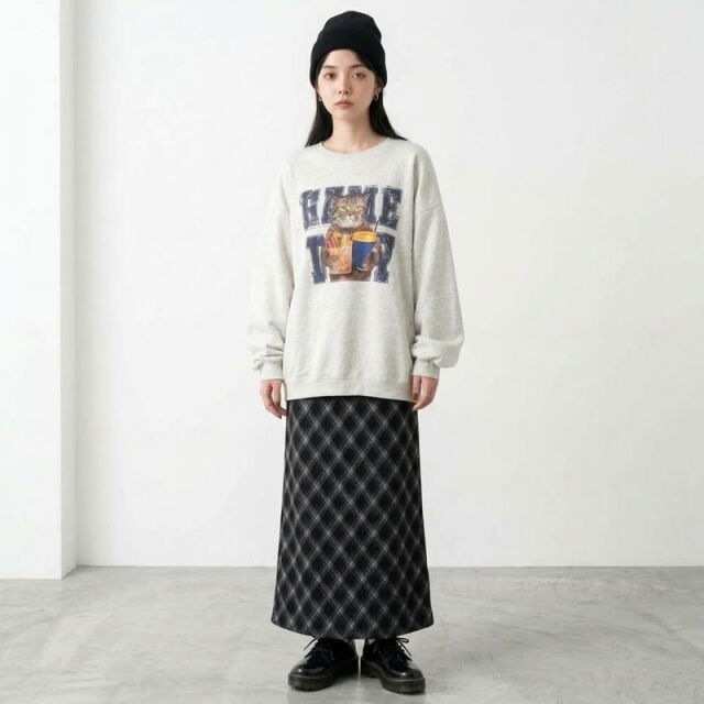 チェックIラインスカート