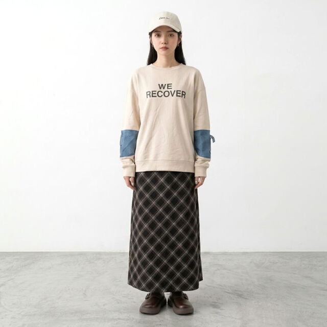 チェックIラインスカート
