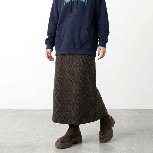 チェックIラインスカート