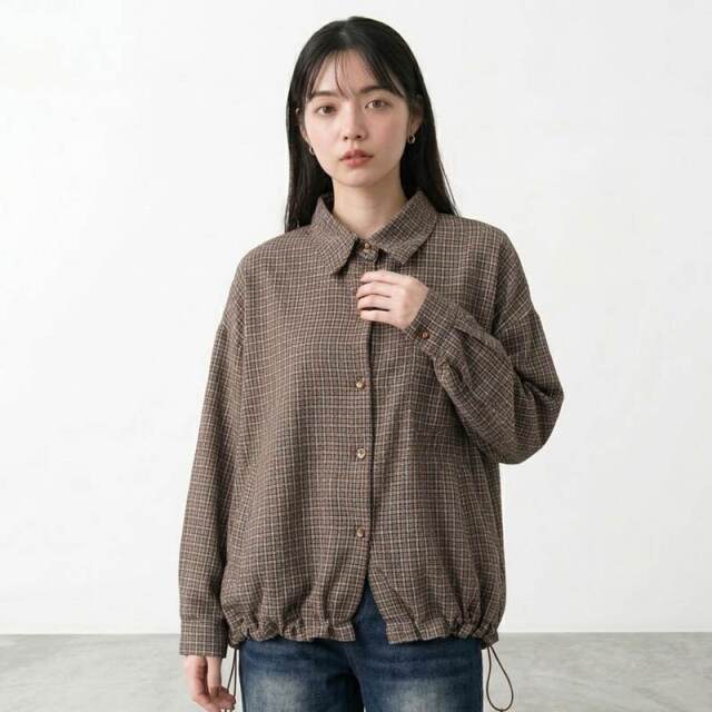バックカラーロゴチェックシャツ