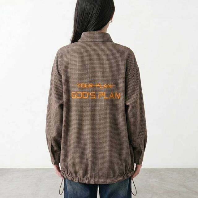 バックカラーロゴチェックシャツ