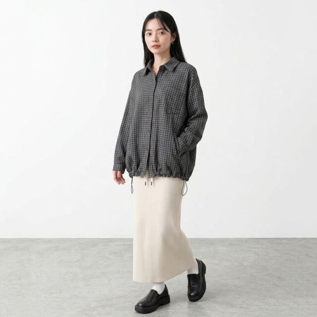 バックカラーロゴチェックシャツ