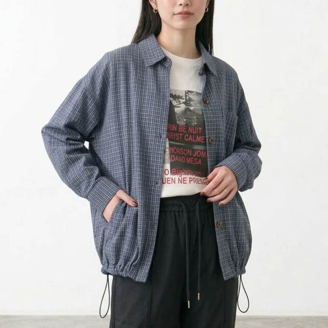 バックカラーロゴチェックシャツ