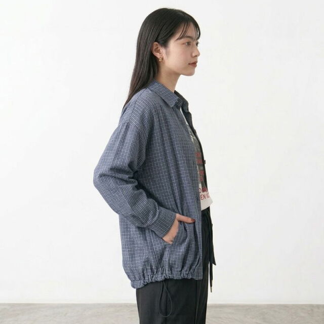 バックカラーロゴチェックシャツ