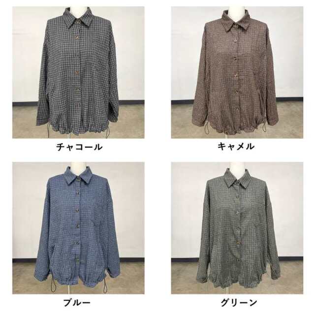 バックカラーロゴチェックシャツ
