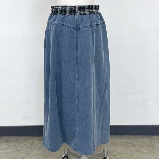 チェック切替デニムスカート