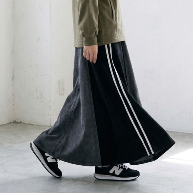 デニム切替ラインスカート