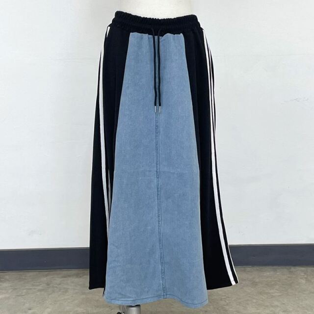 デニム切替ラインスカート