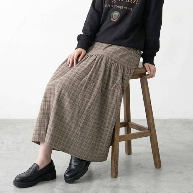 コーデュロイチェックティアードスカート