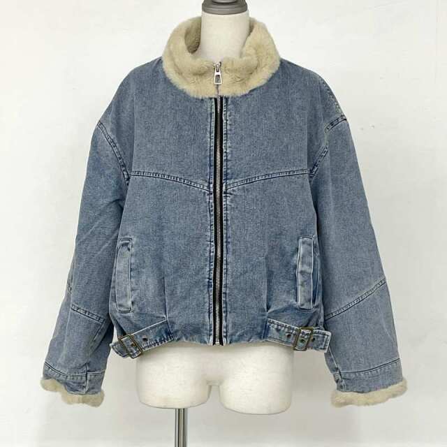 襟ファーデニムジャケット