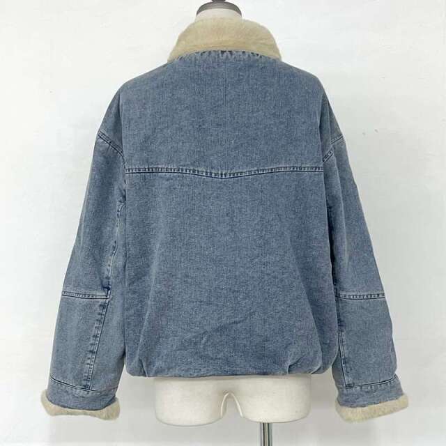 襟ファーデニムジャケット