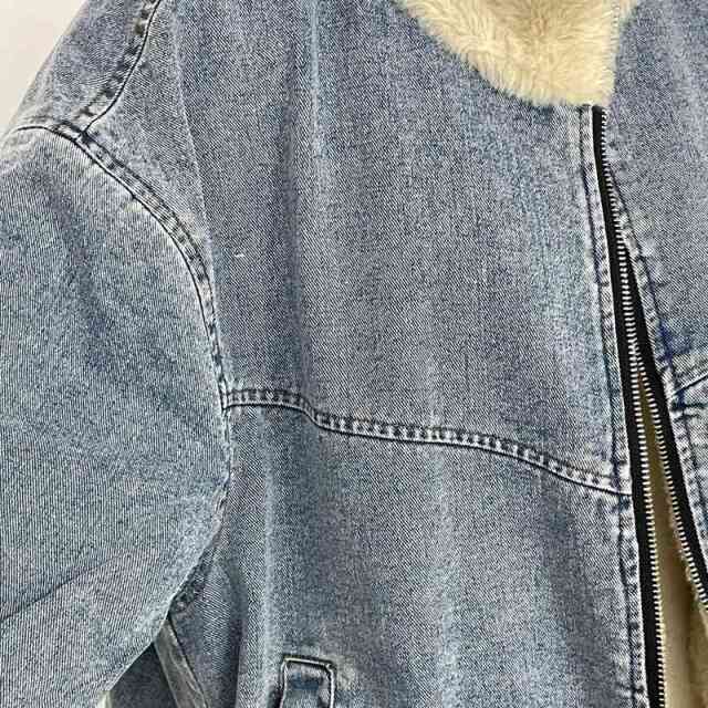 襟ファーデニムジャケット
