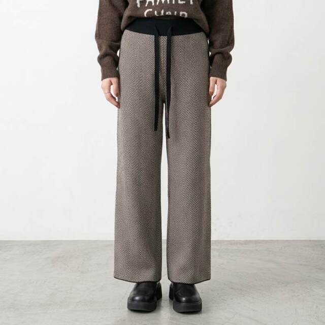 柄ニットワイドパンツ