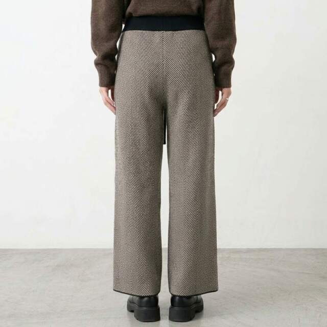 柄ニットワイドパンツ