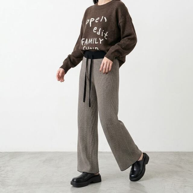 柄ニットワイドパンツ